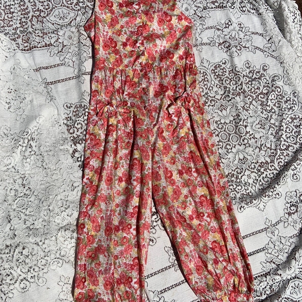 Laura Ashley Red and Pink Floral Jumpsuit